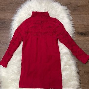 Bebe Apple Red Turtle Neck Blouse Size Small